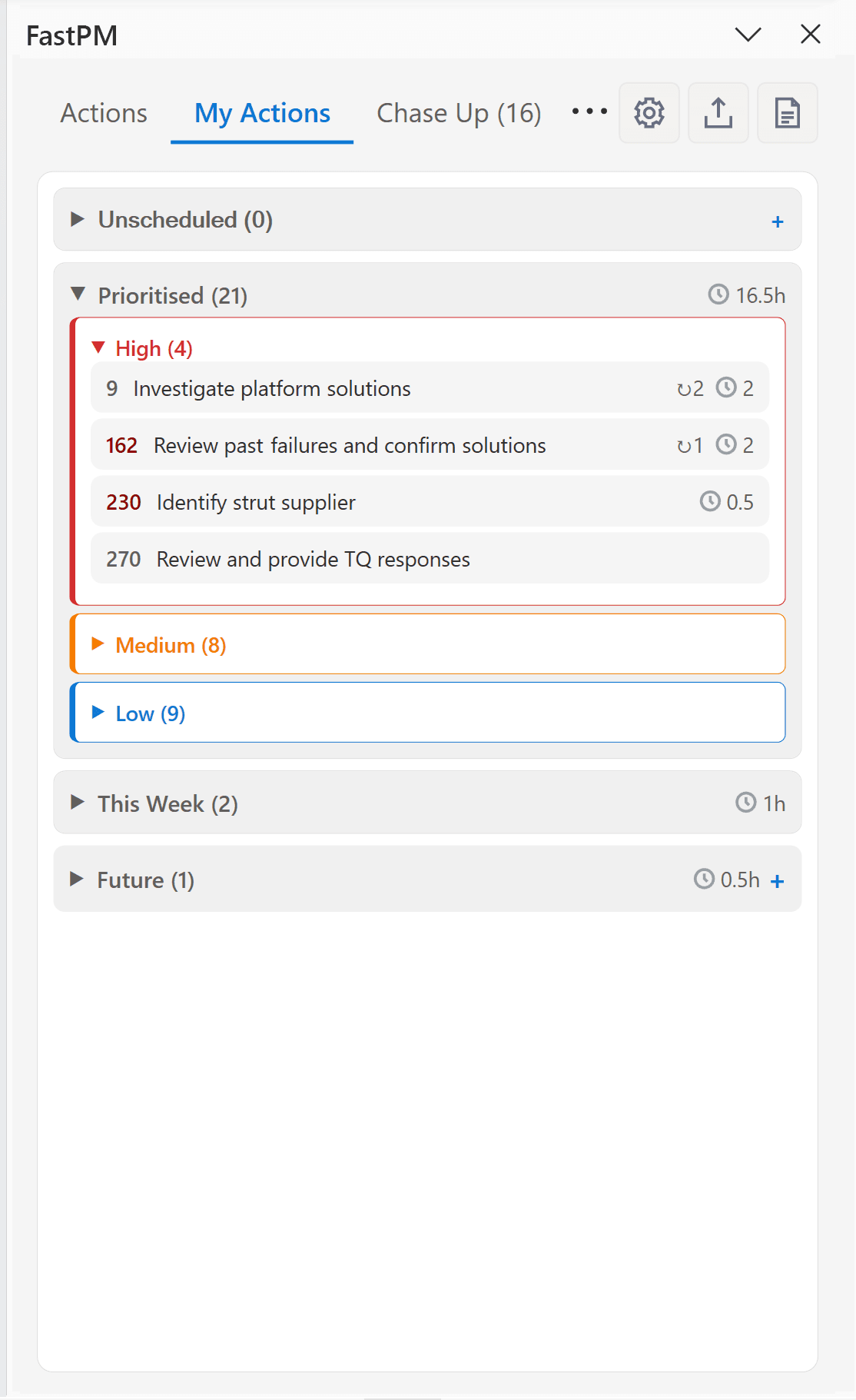Scheduled actions view in FastPM