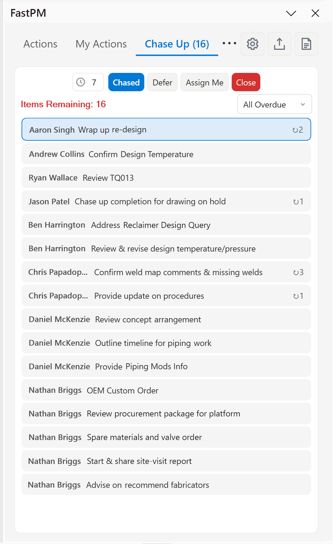 Chase-up feature in FastPM